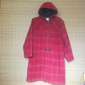 Woolrich Wool Ruby Plaid Women's L Hooded Coat